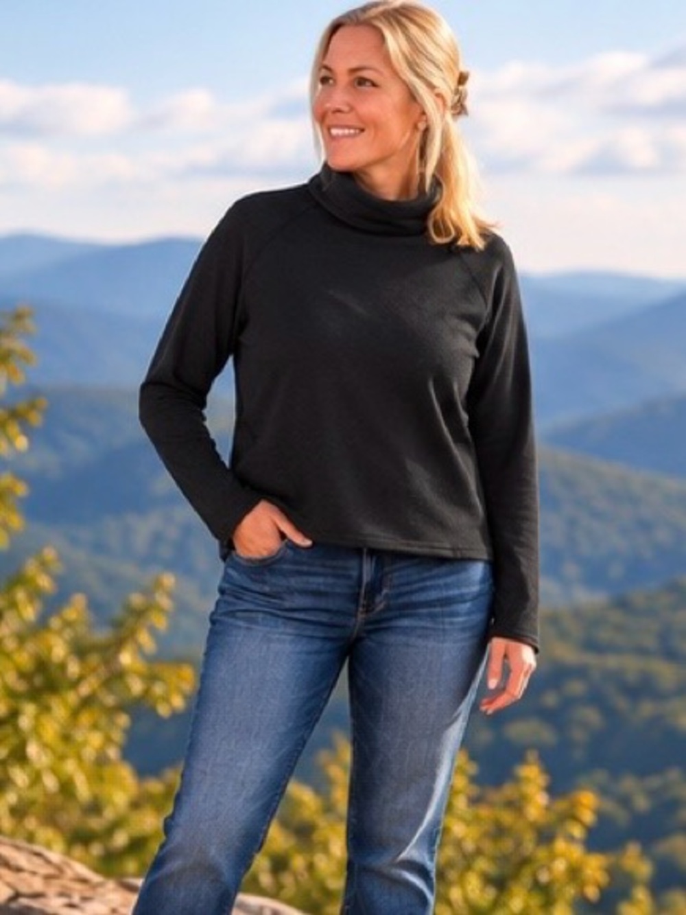 KÜHL Women’s XL Waffle Knit Cowl Neck Thermal Top Dark Gray